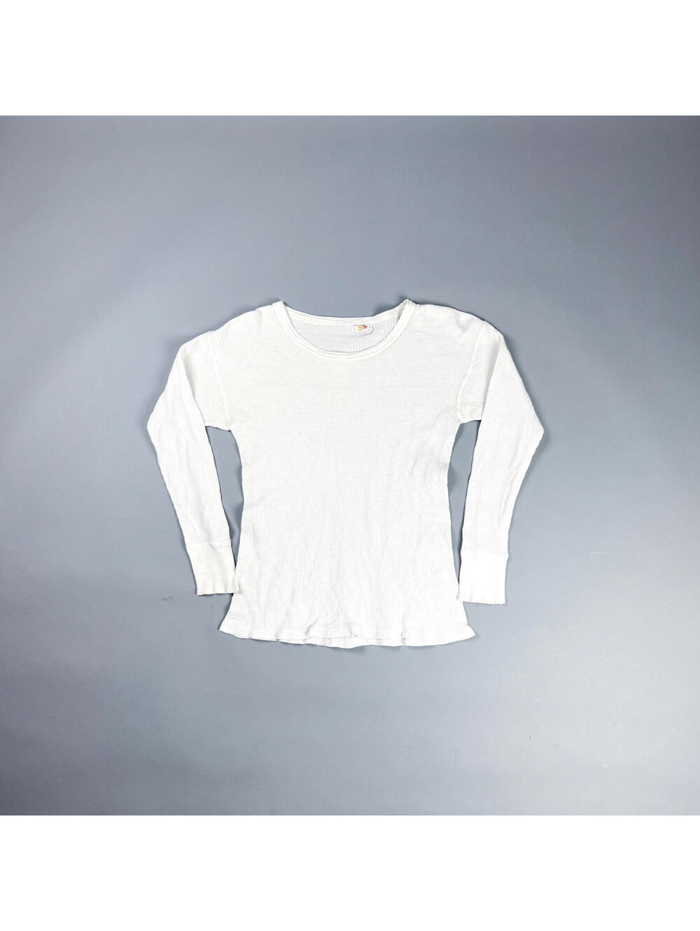 Vintage 60's Fruit of the Loom White Long Sleeve Thermal Waffle Top
